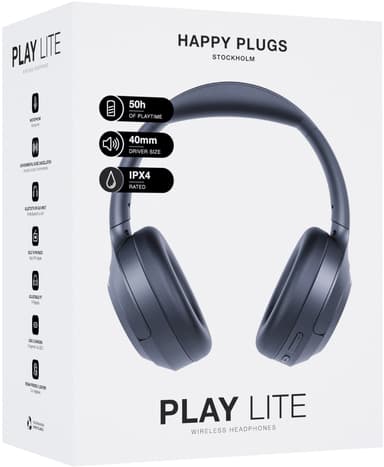 Happy Plugs Play Lite trådlösa around ear-hörlurar (svarta)