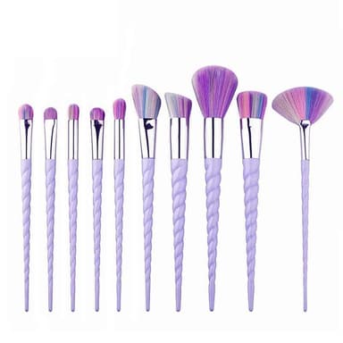 Professionella skonsamma sminkborstar 10-Pack, Unicorn Lila