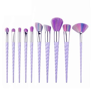 Professionella skonsamma sminkborstar 10-Pack, Unicorn Lila