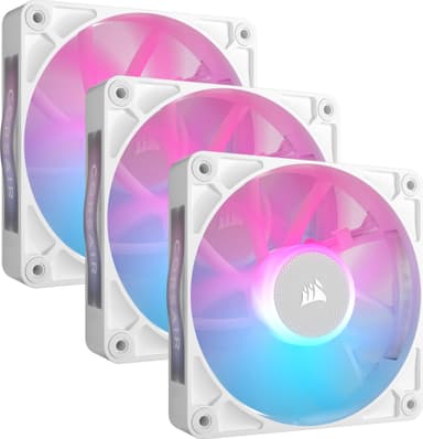 Corsair iCUE LINK RX120 RGB 120 mm PWM-fläktstartsats (3-pack, vit)