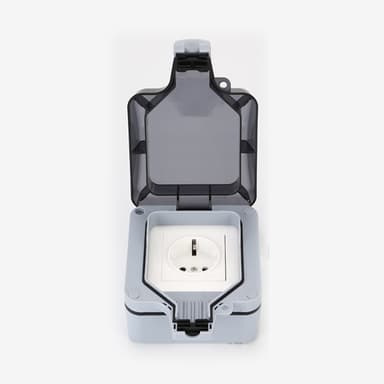 Utomhus vägguttag med lock IP66 Eluttag 16A 250V Grå