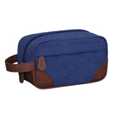 Ny PU & Canvas Toalettväska Marinblå
