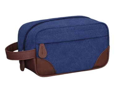 Ny PU & Canvas Toalettväska Marinblå
