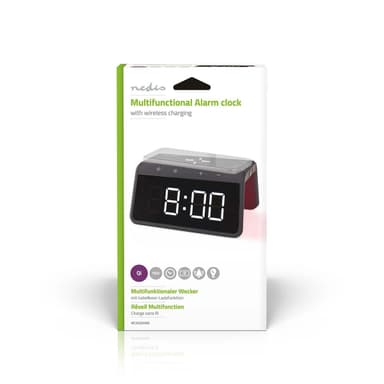 Nedis Trådlös laddare för Väckarklocka | Qi certifierad | 5 / 7.5 / 10 / 15 W | USB A-Hane | Nattlampa | 2 Larmtider | Snooze-funktion