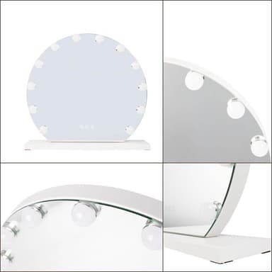 UNIQ London Runt Sminkspegel med 12 LED-lampor och touch-funktion - Vit
