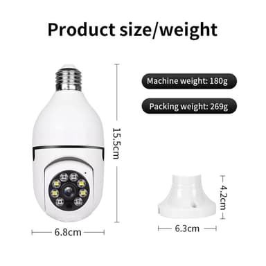 Säkerhetskamera glödlampa Rörelsedetektering WiFi IP-kamera