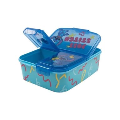 Stitch lunchlåda med praktiska fack och hållbar plastdesign