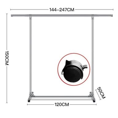 Teleskopisk klädställning 144 - 270 cm