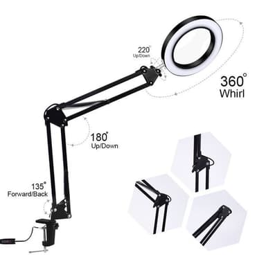 Förstoringsglas med LED Ring Svart