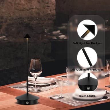 Svart bordslampa med 3 ljusstyrkor och touch-kontroll