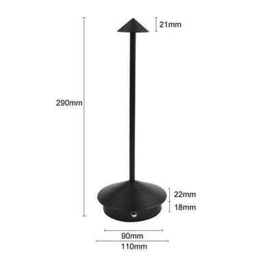 Svart bordslampa med 3 ljusstyrkor och touch-kontroll