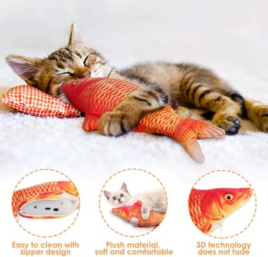 Interaktiv kattleksak Sprattlande Fisk Orange