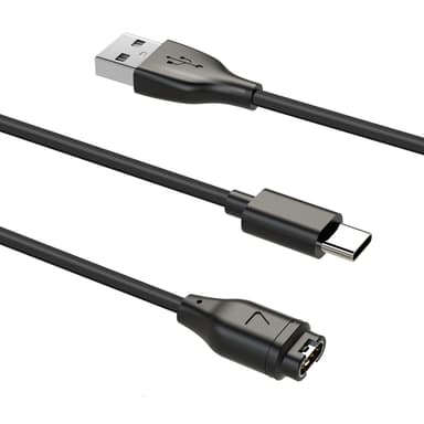 2-i-1 laddare för USB-C mobil och sportklocka Svart