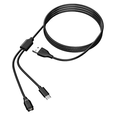 2-i-1 laddare för USB-C mobil och sportklocka Svart