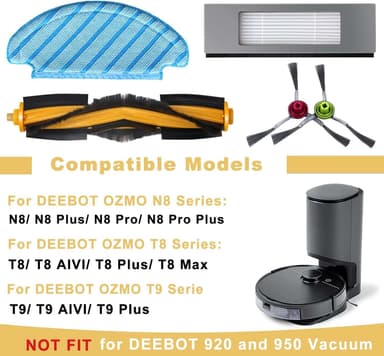 Tillbehör för Ecovacs Deebot OZMO 920, 950, T5, T8 AIVI Max m.fl. Fler