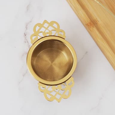 Tesil i rostfritt stål med droppskål Guld