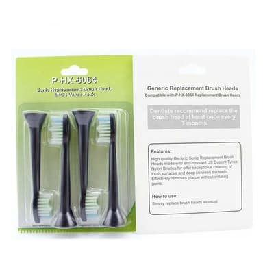 Tandborsthuvuden 4-pack Svart