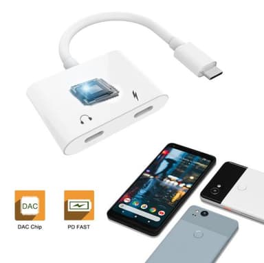 USB-C Adapter för hörlurar och laddare