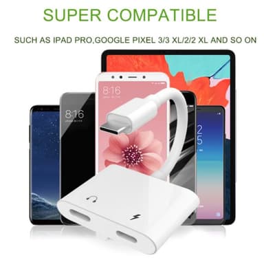 USB-C Adapter för hörlurar och laddare