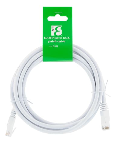 U/UTP Cat6 patch cable, CCA, 3m, 250MHz, white