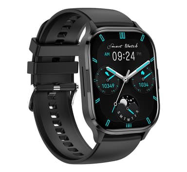 Smartwatch med olika sportlägen, Bluetooth-samtal, vattentät Svart