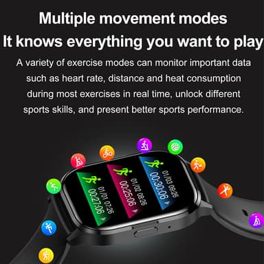Smartwatch med olika sportlägen, Bluetooth-samtal, vattentät Svart