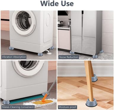 Vibrationsdämpande fötter till tvättmaskin/torktumlare Grå 4-pack