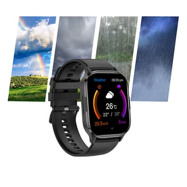 Smartwatch med olika sportlägen, Bluetooth-samtal, vattentät Svart