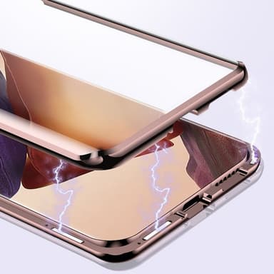 Magnetisk dubbelsidigt mobilfodral i härdat glas Svart Samsung S22 Ult
