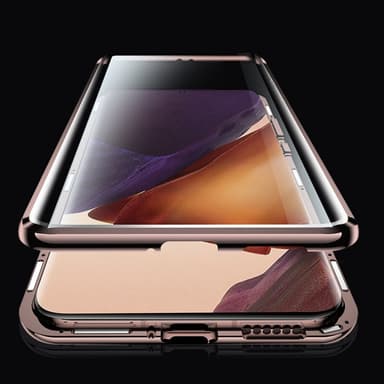 Magnetisk dubbelsidigt mobilfodral i härdat glas Svart Samsung S22 Ult
