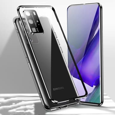 Magnetisk dubbelsidigt mobilfodral i härdat glas Svart Samsung S22 Ult