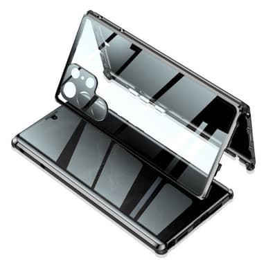 Magnetisk dubbelsidigt mobilfodral i härdat glas Svart Samsung S22 Ult