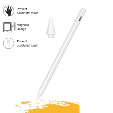 Kapacitiv iPad-penna med batteriindikator och snabbladdning Vit