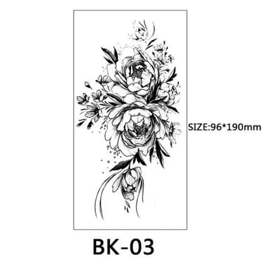 Gnuggisar - tillfälliga tatueringar med blommotiv 8 styck Svart
