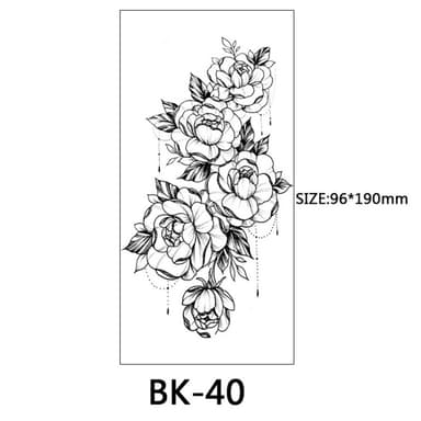 Gnuggisar - tillfälliga tatueringar med blommotiv 8 styck Svart