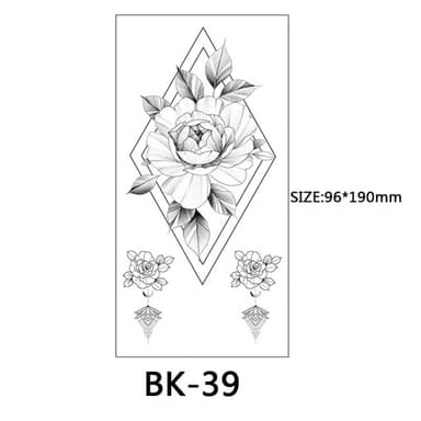 Gnuggisar - tillfälliga tatueringar med blommotiv 8 styck Svart