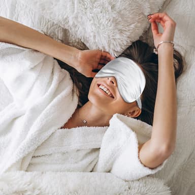 Sovmask av silke / Ögonmask Silver