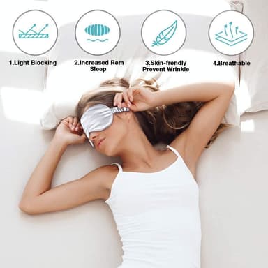 Sovmask av silke / Ögonmask Silver