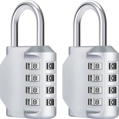2-pack 4-siffrigt kombinationslås Silver
