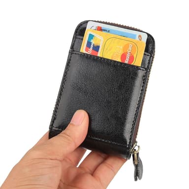 RFID korthållare plånbok Äkta läder Svart