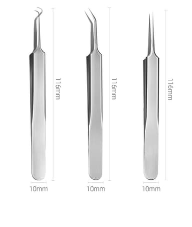 Pormaskborttagare i rostfritt stål, set med 3 instrument Silver