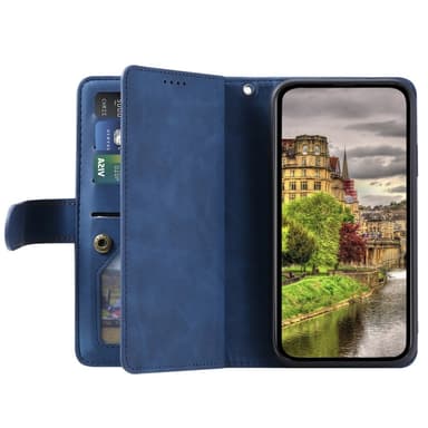 För Google Pixel 9A Fodral med Dragkedja och 9 Kortplatser – Blå