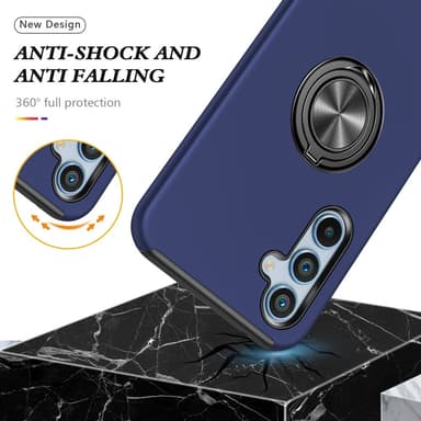 Till Samsung Galaxy A55 Hybrid skal med Finger Ring - Blå