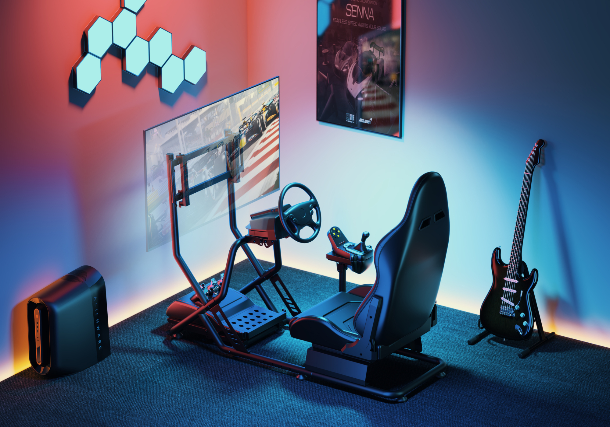 Piranha racingsimulatorcockpit (svart)