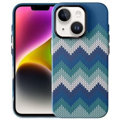 Tunt Bakskal till iPhone 14 Textildesign - Blå