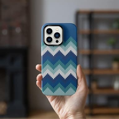 Tunt Bakskal till iPhone 14 Textildesign - Blå