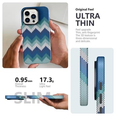 Tunt Bakskal till iPhone 14 Textildesign - Blå