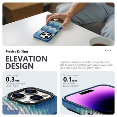 Tunt Bakskal till iPhone 14 Textildesign - Blå