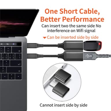 USB-C hane till USB 3.0 honadapter Svart 20 cm