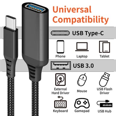 USB-C hane till USB 3.0 honadapter Svart 20 cm